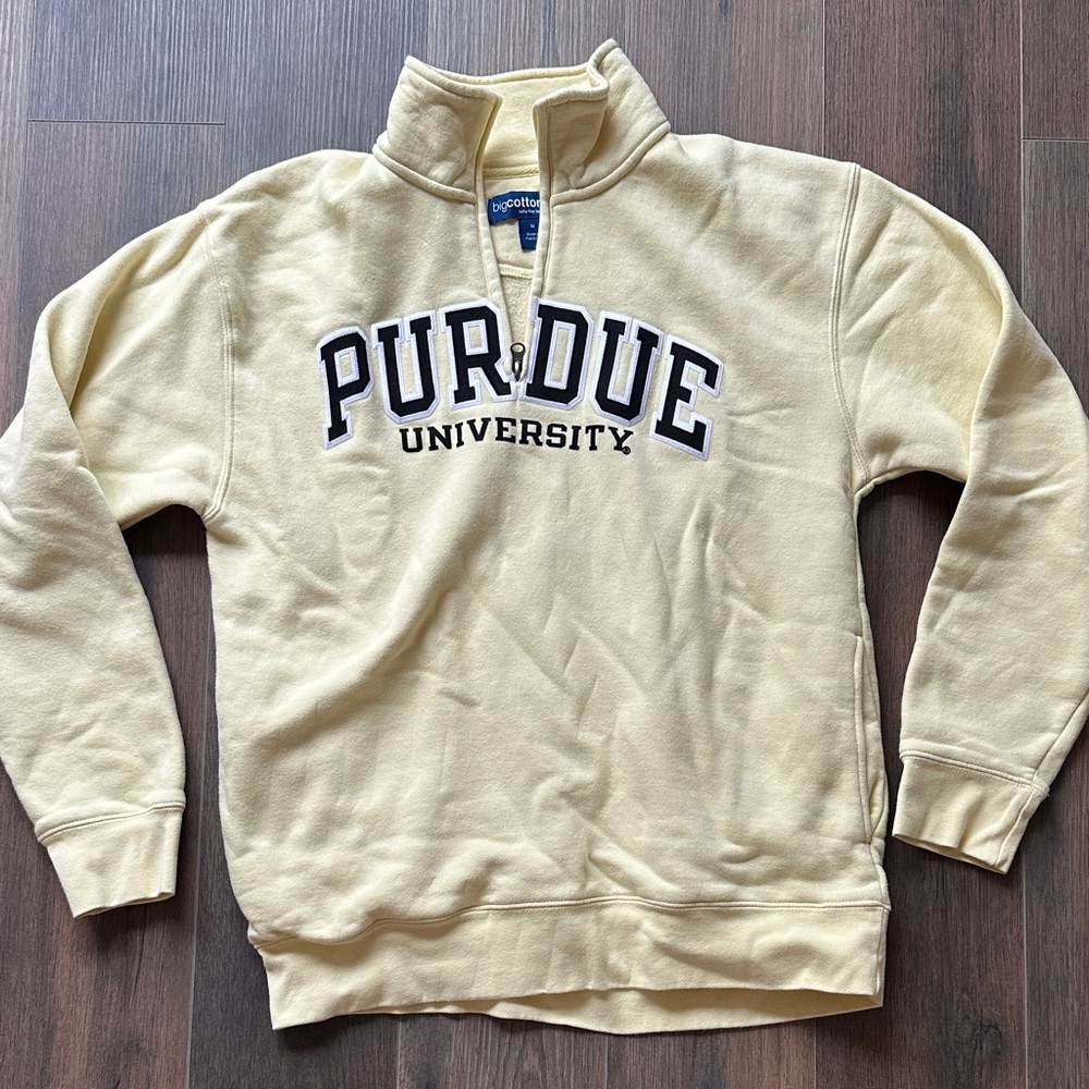 Yellow Purdue University Zip Up Sweater